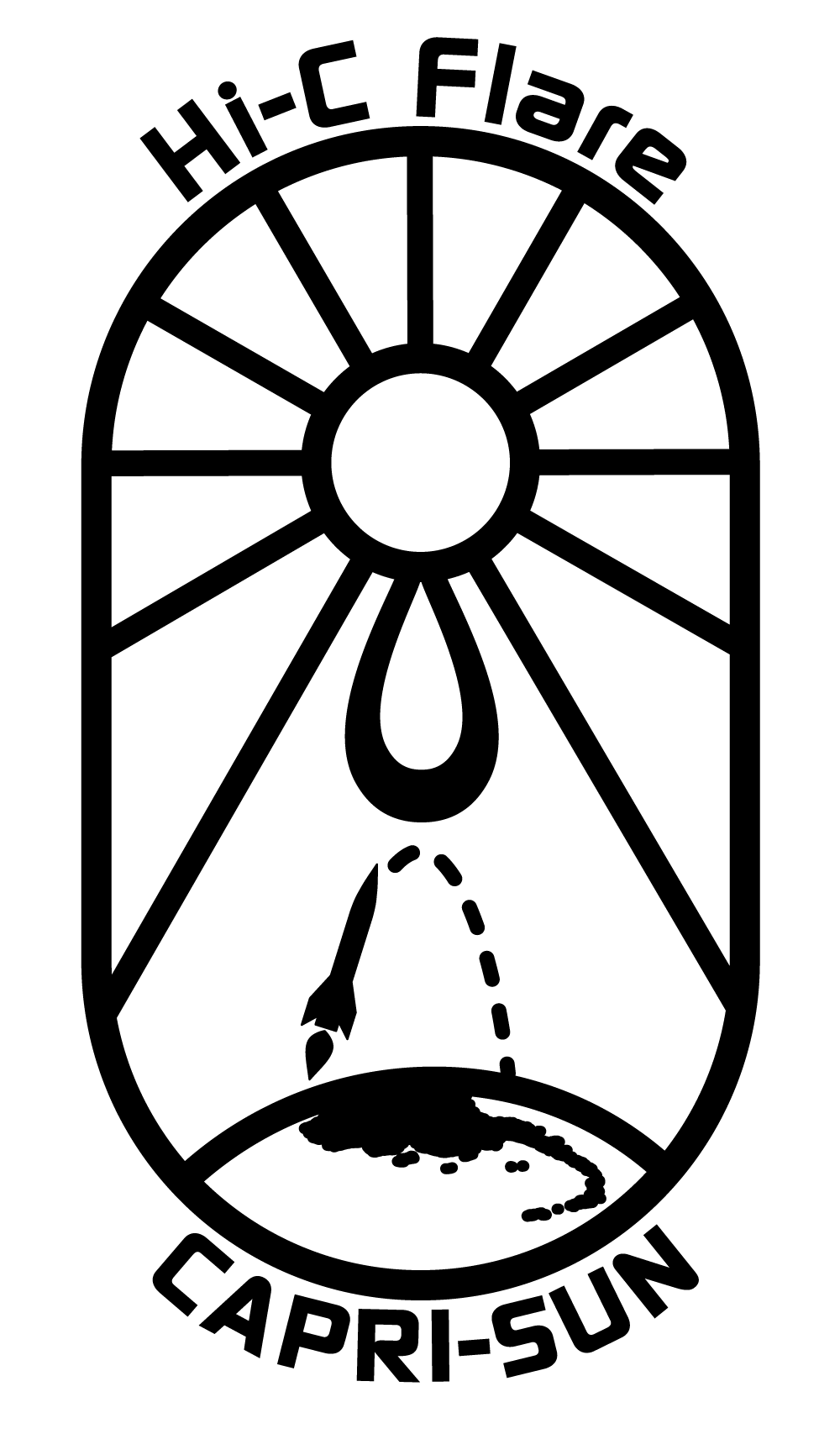 CAPRI-SUN logo showing a sounding rocket arcing towards a solar flare