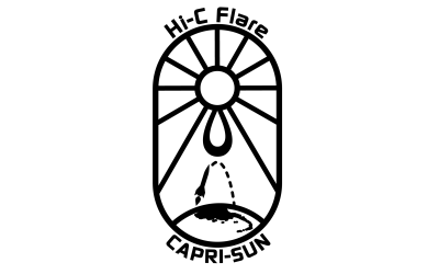 CAPRI-SUN logo showing a rocket flying in an arc from Earth, towards a solar flare