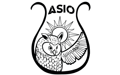 ASIO (formerly BUBO) logo showing an owl and the sun in the outline of a lyre