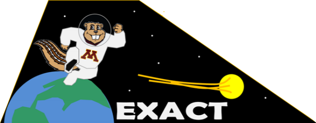 UMN mascot looking out from Earth's orbit at a remote star